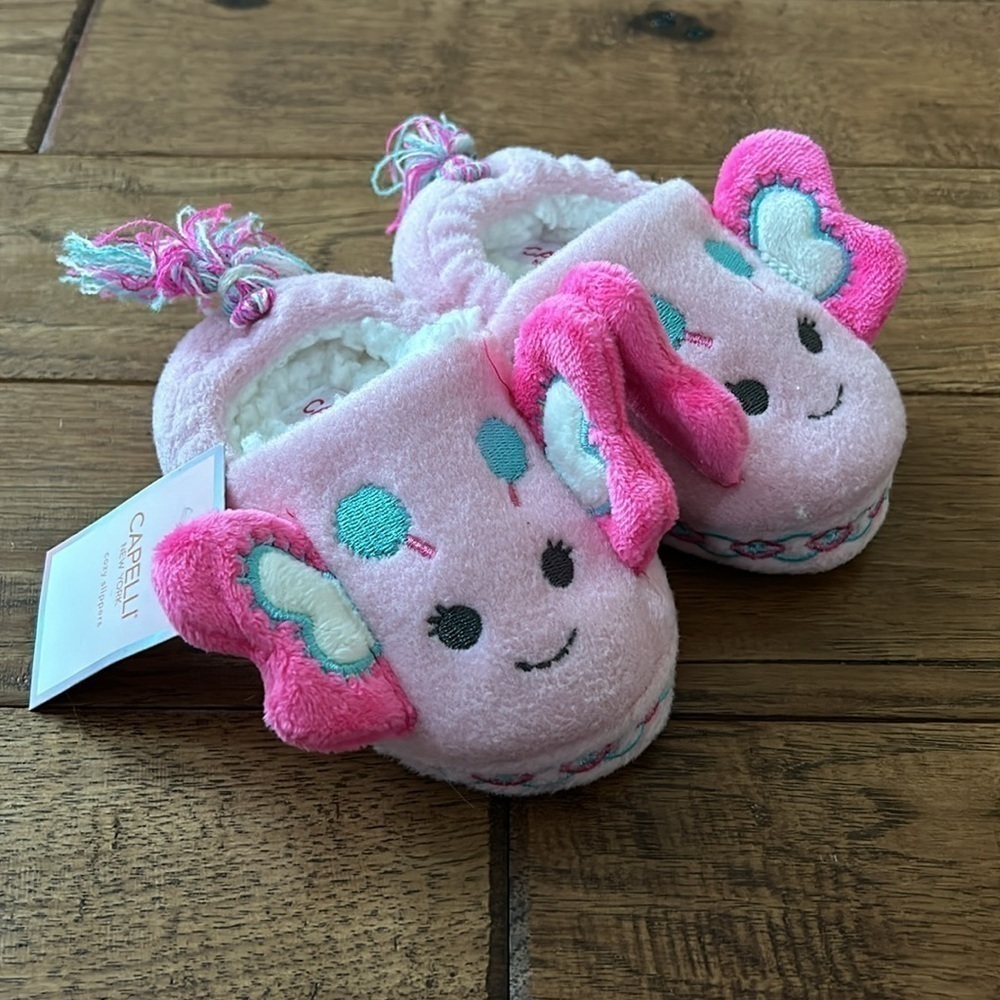 Capelli New York Cozy Slippers Pink Butterflies Toddler Size Small 4/5 New NWT